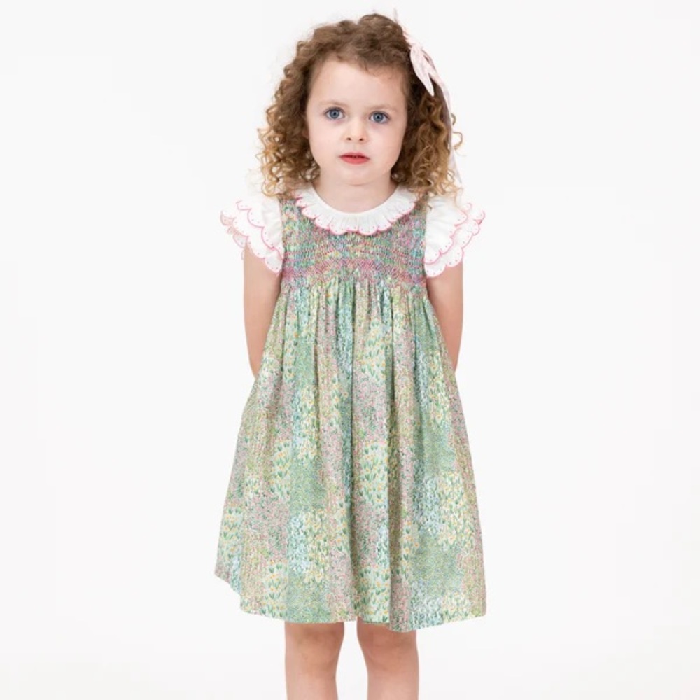 Dondolo Fiore Girls Smocked Dress - Size 7